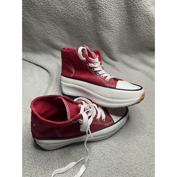 Emma New York Shoes - Emma New York Women's Size 7 High Top Platform Sneakers Lace-up Red Shimmer
